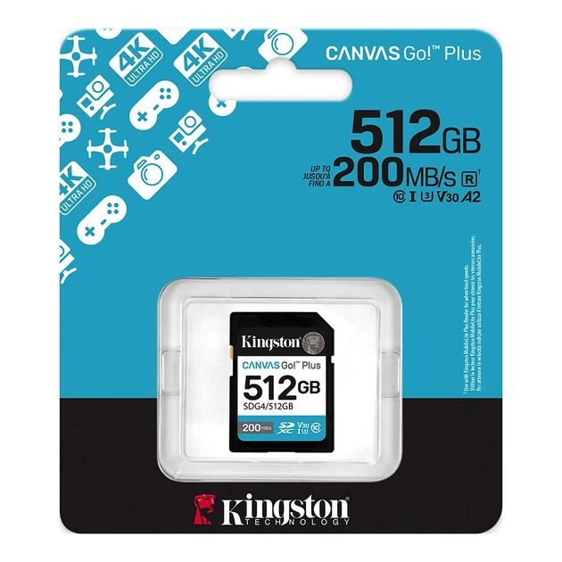 Карта пам'яті SDXC (UHS-1 U3) Kingston Canvas Go! Plus 512Gb class 10 A2 V30 (R200MB/s, W160MB/s) - изображение 2