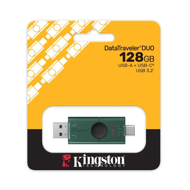 Флеш-накопичувач Kingston 128GB DataTraveler DuoG2 USB-A + USB-C 3.2 Gen1 Black/Green - изображение 2