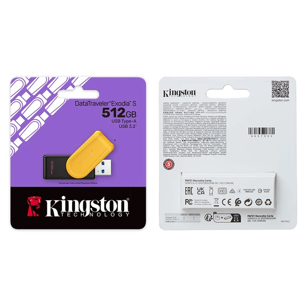Флешка Kingston DataTraveler Exodia S 512 ГБ USB 3.2 Gen 1 чорна - Фото 2 Флешка Kingston DataTraveler Exodia S 512 ГБ USB 3.2 Gen 1 чорна - зображення 2