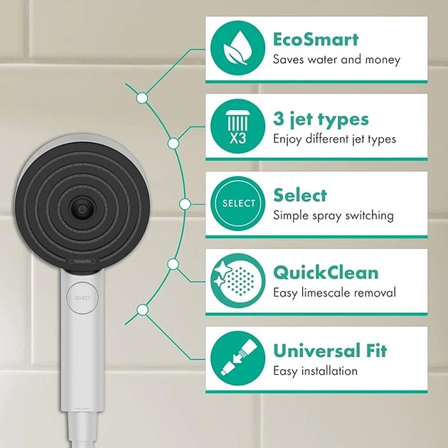 Ручний душ hansgrohe Pulsify Select EcoSmart 24101700 білий матовий - Фото 3 Ручний душ hansgrohe Pulsify Select EcoSmart 24101700 білий матовий - изображение 3