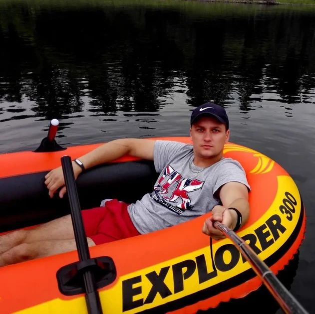 Двухместная надувная лодка с веслами и насосом Intex Explorer 211 * 117 * 41 см - изображение 5