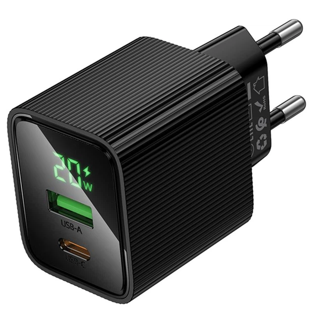 Сетевое зарядное устройство Hoco CS83A Excellent with digital display PD20W+QC3.0 (1USB-A/1C) Black - Фото 4 Сетевое зарядное устройство Hoco CS83A Excellent with digital display PD20W+QC3.0 (1USB-A/1C) Black - изображение 4