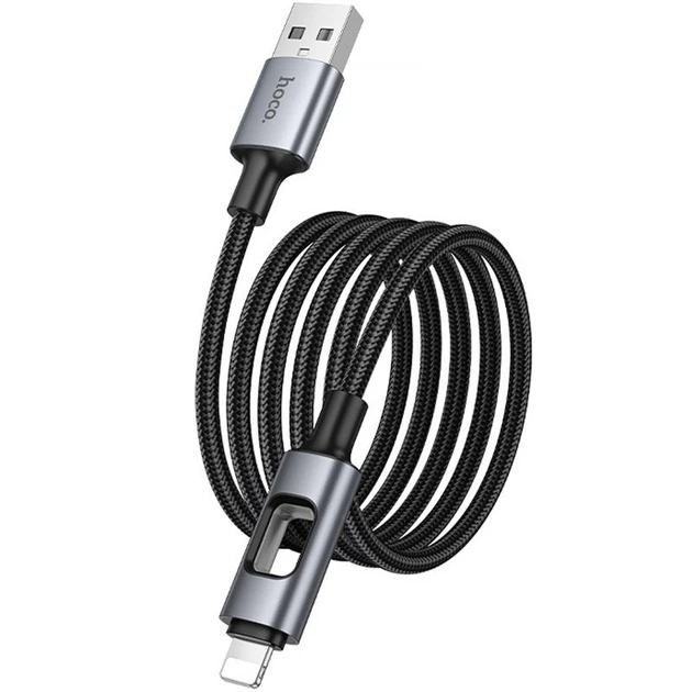 Дата кабель Hoco U144 New USB to Lightning 2.4A (1.2m) Black - Фото 5 Дата кабель Hoco U144 New USB to Lightning 2.4A (1.2m) Black - зображення 5