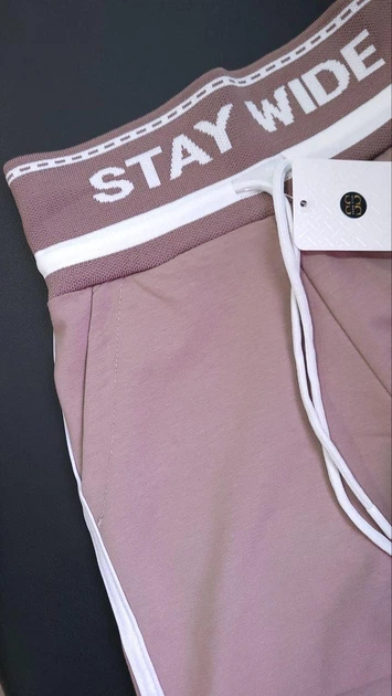 Детские широкие спортивные брюки «STAY WIDE» палаццо с лампасами 158-164 коричневый - изображение 6