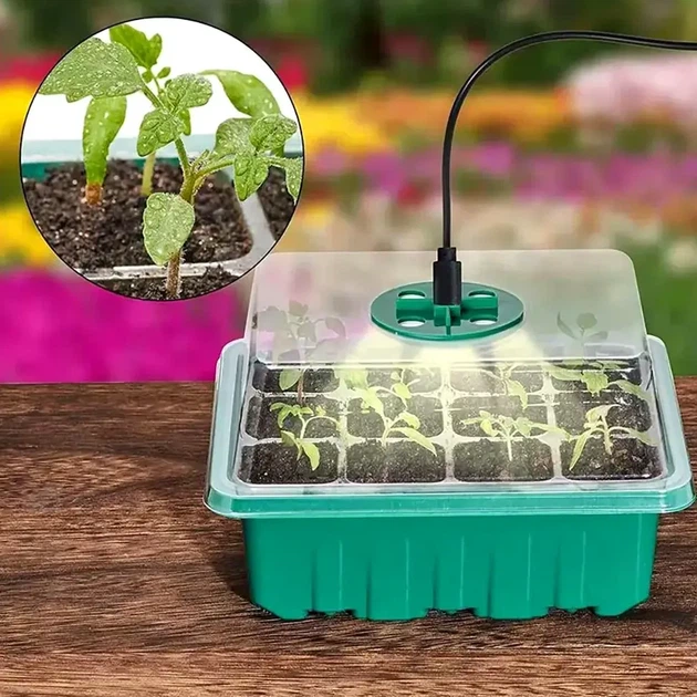 Світлодіодний набір для вирощування розсади 4 лотки USB акумуляторна міні-тепличка потужність 1200 Вт - зображення 2