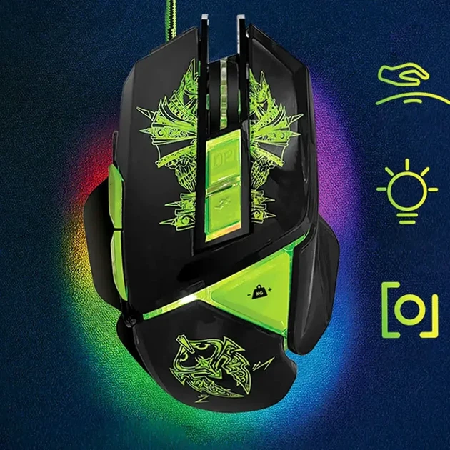 Проводная игровая мышка RGB 7200dpi USB оптическая для ПК черная модель Pgs 302 - Фото 2 Проводная игровая мышка RGB 7200dpi USB оптическая для ПК черная модель Pgs 302 - изображение 2