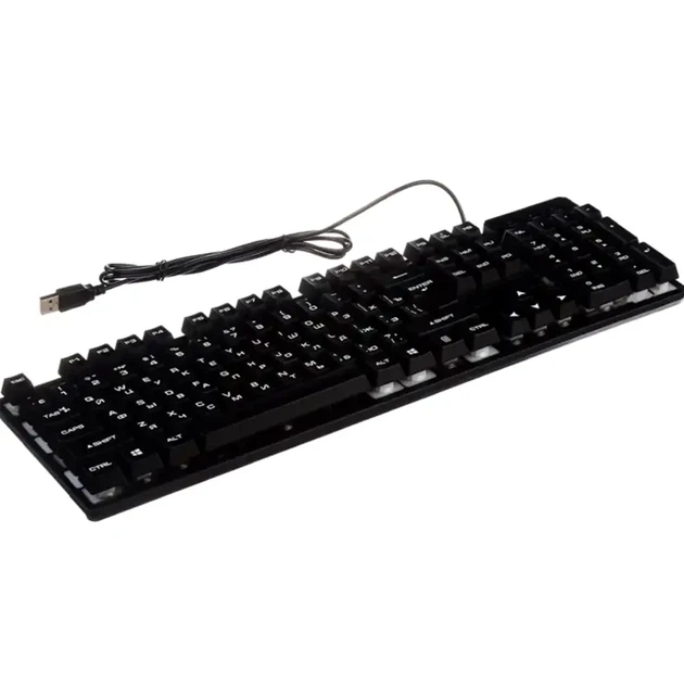 Ігрова клавіатура з RGB підсвічуванням USB провідна універсальна модель KR 6300 чорна - зображення 4