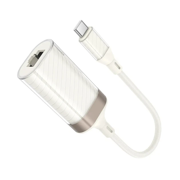 Перехідник HOCO UA41B Crystal Type-C ethernet adapter(100 mbps) apricot - Фото 4 Перехідник HOCO UA41B Crystal Type-C ethernet adapter(100 mbps) apricot - изображение 4