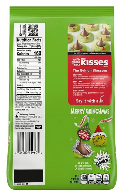 Шоколадные конфеты Hershey's Kisses Milk Chocolates Grinch Гринч 959г - изображение 2
