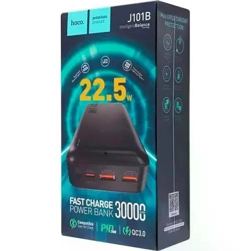 Power Bank HOCO J101B 30000 mAh QC3.0+PD 22.5W (чорний) - Фото 4 Power Bank HOCO J101B 30000 mAh QC3.0+PD 22.5W (чорний) - зображення 4