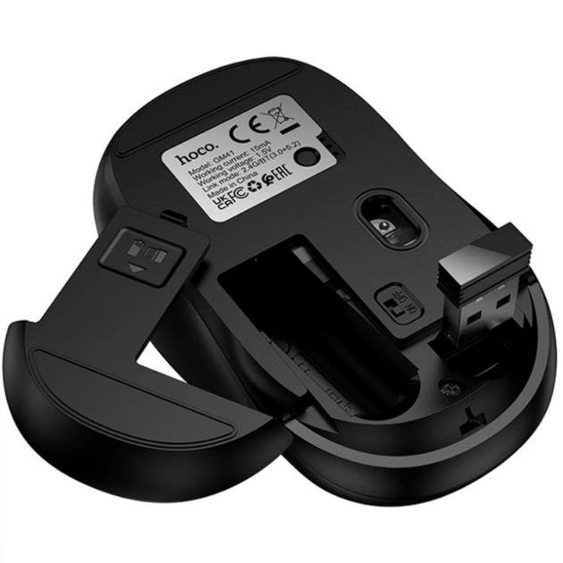 Мышь компьютерная беспроводная с подключением через USB-приемник 2.4G Bluetooth 3.0/5.2 3 режима чувствительности (482646-Prob) Черная - изображение 3