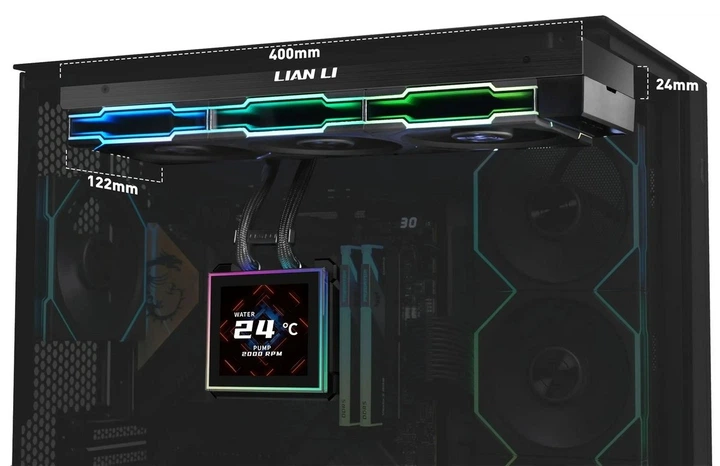 Lian Li HydroShift II LCD-S 360 UNI FAN CL Zwart | 360 mm AiO-waterkoeling met 3,4 inch IPS-display – krachtige koeling met adembenemende RGB- verlichting