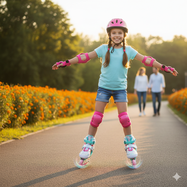 Ролики раздвижные Inline Skate J-9730-6 S, размер 29–33, бирюзовые, колёса PU 6 см с подсветкой, в сумке - Фото 6 Ролики раздвижные Inline Skate J-9730-6 S, размер 29–33, бирюзовые, колёса PU 6 см с подсветкой, в сумке - изображение 6