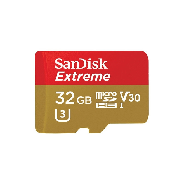 Карта пам'яті microSDHC (UHS-1 U3) SanDisk Extreme Action A1 32Gb class 10 V30 (R100MB/s, 667x) (adapter SD) ( 19061 ) - Фото 1 Карта пам'яті microSDHC (UHS-1 U3) SanDisk Extreme Action A1 32Gb class 10 V30 (R100MB/s, 667x) (adapter SD) ( 19061 ) - изображение 1