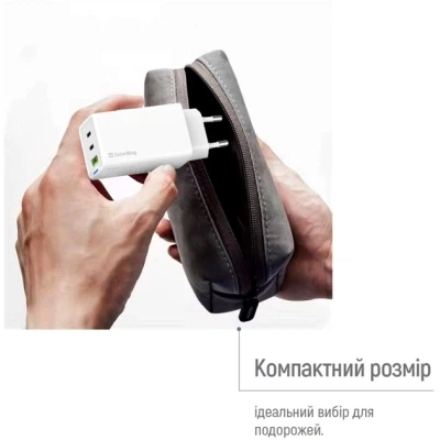 Зарядний пристрій ColorWay GaN Mini 65W PD Port PPS USB (USB-2C1A) cable Type-C&Lightning (CW-CHS058PDCL-WT) - зображення 6