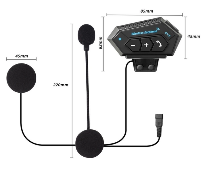 Интерком BT-12 Bluetooth для мотоциклетного шлема с микрофоном – беспроводная связь, черный - Фото 3 Интерком BT-12 Bluetooth для мотоциклетного шлема с микрофоном – беспроводная связь, черный - изображение 3