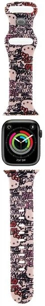 Pasek Hello Kitty Silicone Tags Graffiti do Apple Watch Series 1/2/3/4/5/6/7/8/SE/SE2 38-41 mm Pink (3666339190361) - obraz 2