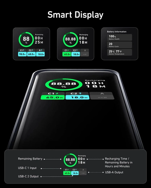 Портативный аккумулятор Anker Prime 20K 200W (A1336011) Black