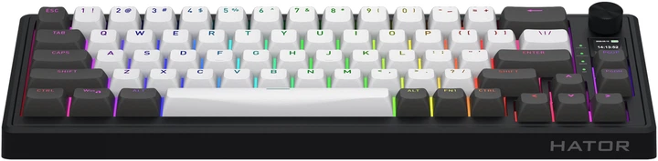 Клавиатура беспроводная Hator Skyfall 65 Pro Aurum Vanila Silent RGB Wireless/Bluetooth/USB US Grey/Black (HTK4160) - Фото 2 Клавиатура беспроводная Hator Skyfall 65 Pro Aurum Vanila Silent RGB Wireless/Bluetooth/USB US Grey/Black (HTK4160) - изображение 2
