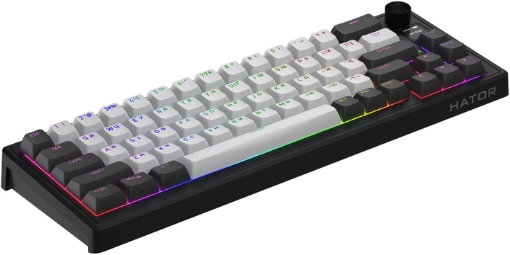 Клавиатура беспроводная Hator Skyfall 65 Pro Aurum Vanila Silent RGB Wireless/Bluetooth/USB Grey/Black (HTK4160UA) - изображение 4