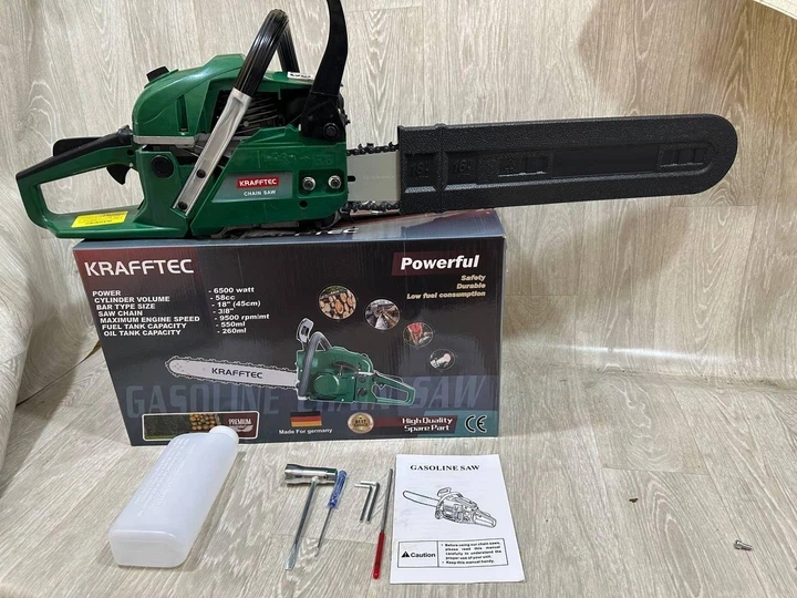 Бензопила Krafftec 6500 Вт 58 см³ цепная с шиной 450 мм и легким запуском - изображение 2