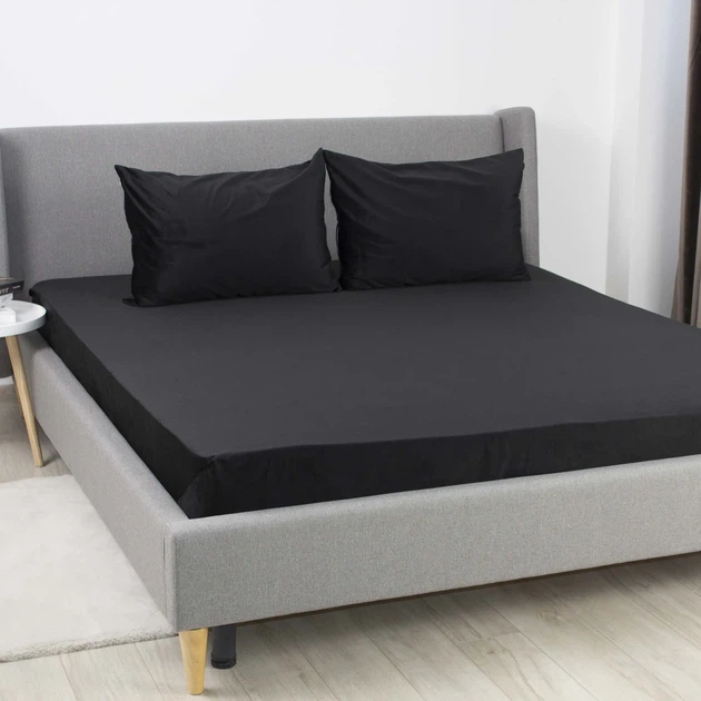 Простыня на резинке 180×200 ТЕП VELOUR черная, велюр 200 г/м² - изображение 2
