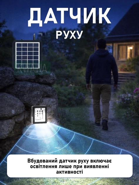 Лампа прожектор с солнечной панелью 6 v. 2w светодиодный прожектор на солнечной батарее с USB, датчиком движения, IP66, зарядка для устройств - изображение 5