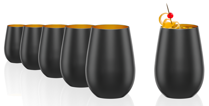 Набор стаканов Stolzle Tumbler Elements EL096 6 шт х 465 мл Black/Gold (4012632224620) - изображение 3