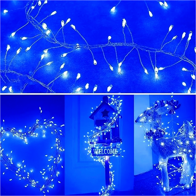Светодиодная гирлянда фейерверк 5 м 150 LED синий от сети для праздника - изображение 6