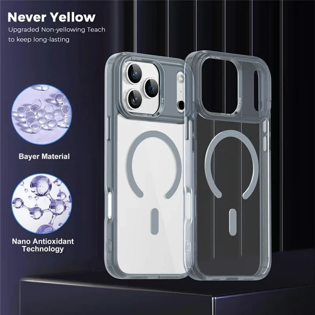 Чехол TPU противоударный защита камеры для iPhone 17 Pro прозрачный серый - Фото 5 Чехол TPU противоударный защита камеры для iPhone 17 Pro прозрачный серый - изображение 5