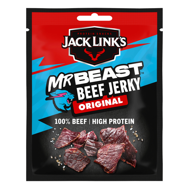 М’ясні снеки MrBeast X Jack Link's Beef Jerky Original 20 г - Фото 1 М’ясні снеки MrBeast X Jack Link's Beef Jerky Original 20 г - зображення 1