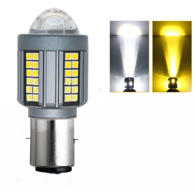 Двухцветная LED лампа для скутера BA20D (P15D) - Белый + Желтый туманный режим - изображение 6