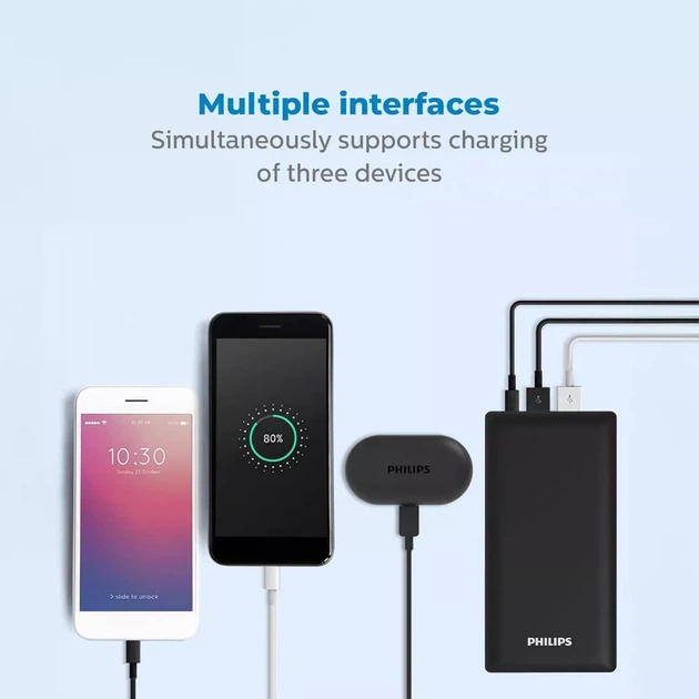 Power Bank Philips Original 20000 mAh (74Wh) | Швидка зарядка PD 20W+QC 18W | USB-C Power Delivery, PPS. Зовнішній акумулятор для смартфонів, планшетів та гаджетів - Фото 5 Power Bank Philips Original 20000 mAh (74Wh) | Швидка зарядка PD 20W+QC 18W | USB-C Power Delivery, PPS. Зовнішній акумулятор для смартфонів, планшетів та гаджетів - зображення 5