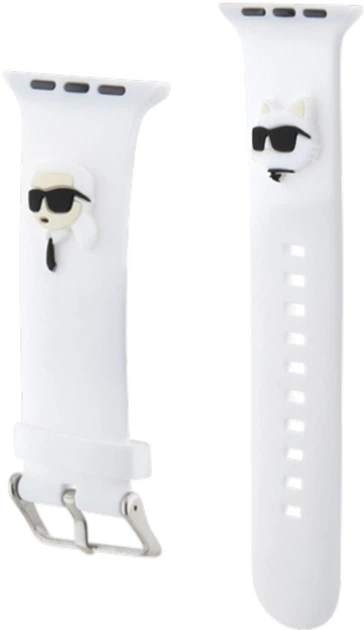 Pasek Karl Lagerfeld 3D Rubber Karl&Choupette Heads do Apple Watch Series 1/2/3/4/5/6/7/8/9/SE/SE2 38-41 mm White (3666339190095) - obraz 3