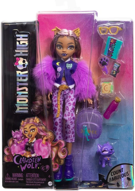 Кукла Монстер Хай Клодин Вульф Monster High Clawdeen Wolf Doll with Pet Dog MH06039 - Фото 6 Кукла Монстер Хай Клодин Вульф Monster High Clawdeen Wolf Doll with Pet Dog MH06039 - изображение 6