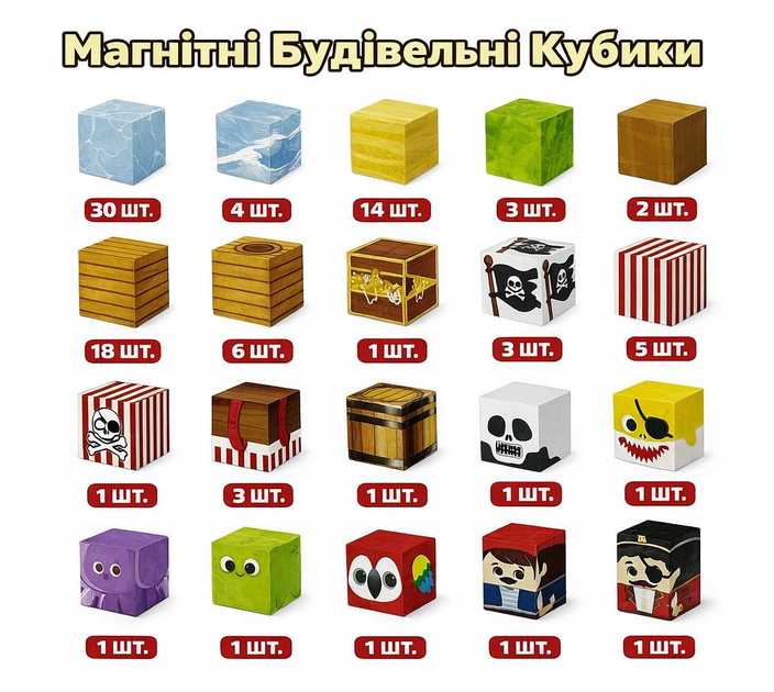Дитячий ігровий магнітний конструктор ZH005 на 100 деталей Пірати - Фото 3 Дитячий ігровий магнітний конструктор ZH005 на 100 деталей Пірати - изображение 3
