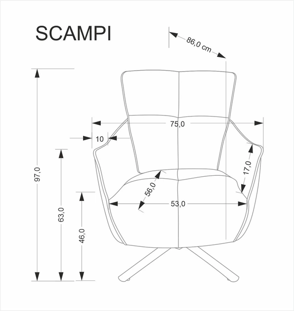 Крісло для відпочинку Halmar SCAMPI Сіре (5905248135550) - зображення 9