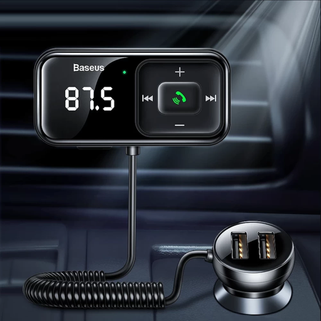 АЗУ с FM-модулятором Baseus T Shaped S-16 Car Bluetooth MP3 Player Black - изображение 8