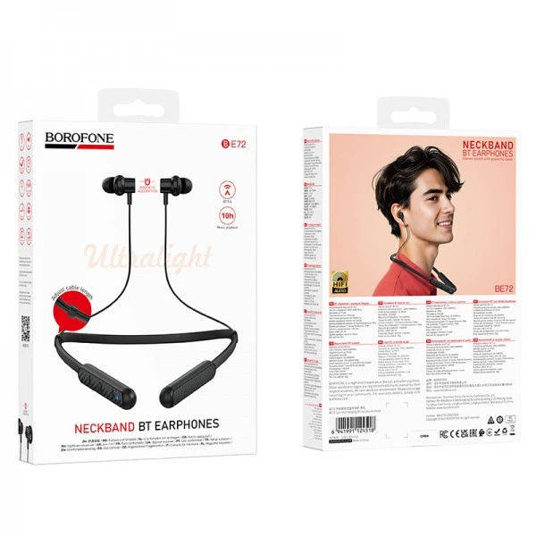 Бездротові спортивні навушники BOROFONE BE72 Sun neck hanging BT earphones Black (6941991124518) (19003) - Фото 2 Бездротові спортивні навушники BOROFONE BE72 Sun neck hanging BT earphones Black (6941991124518) (19003) - изображение 2