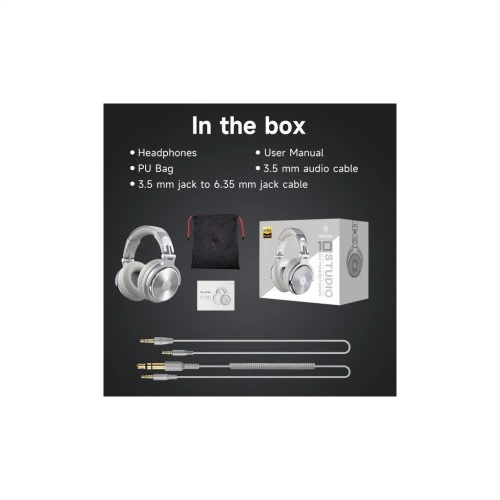 Навушники OneOdio Pro 10 3,5мм/6,35мм Silver (Pro 10 Silver) OneOdio Pro 10 Silver 928545 - зображення 2