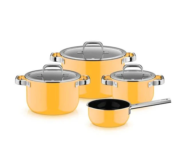 Набор кастрюль WMF Fusiontec Mineral Pro Mango Yellow 4 предмета 3201114070 - изображение 2