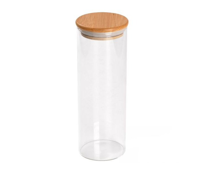Банка скляна Stenson R92816 з бамбуковою кришкою 700 мл - Фото 1 Банка скляна Stenson R92816 з бамбуковою кришкою 700 мл - зображення 1