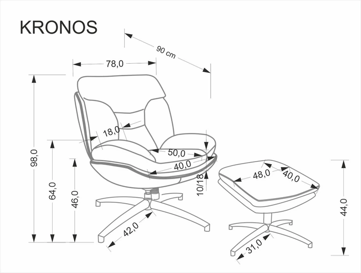 Крісло для відпочинку Halmar KRONOS з підставкою для ніг Бежеве (5905248135727) - зображення 8
