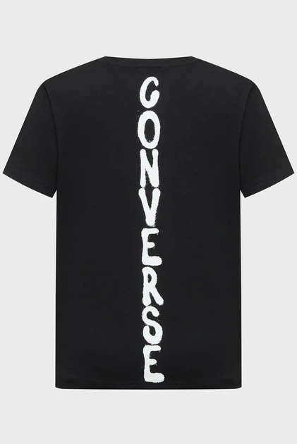 Жіноча чорна футболка Converse XS CVW5T027 - Фото 2 Жіноча чорна футболка Converse XS CVW5T027 - изображение 2