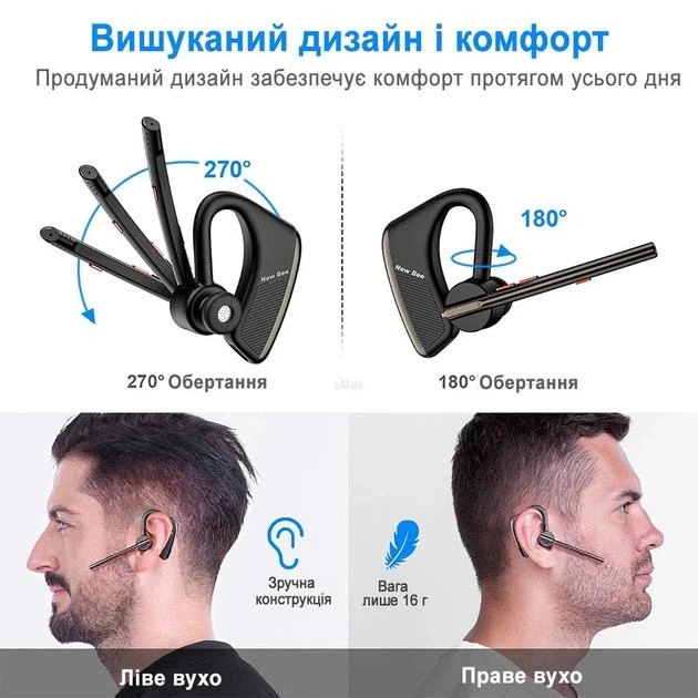 Беспроводная Bluetooth гарнитура New Bee M50 с шумоподавлением и зарядным кейсом - Фото 7 Беспроводная Bluetooth гарнитура New Bee M50 с шумоподавлением и зарядным кейсом - изображение 7