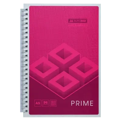 Зошит офісний Buromax PRIME А5 96арк. пружина збоку клітинка м`яка палітурка рожевий (BM.24551101-10) - Фото 1 Зошит офісний Buromax PRIME А5 96арк. пружина збоку клітинка м`яка палітурка рожевий (BM.24551101-10) - зображення 1