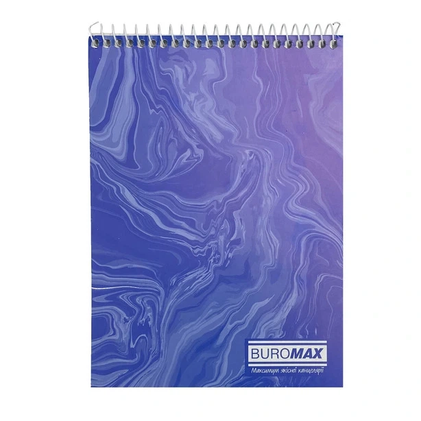Зошит офісний Buromax MARBLE пружина А5 48арк. клітка м'яка палітурка синій (BM.2472-02) - Фото 1 Зошит офісний Buromax MARBLE пружина А5 48арк. клітка м'яка палітурка синій (BM.2472-02) - изображение 1