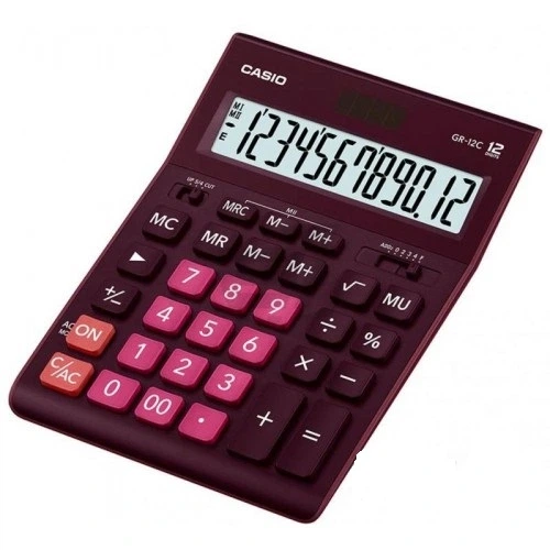 Калькулятор настільний 12-розрядний Casio GR-12C-WR-W-EP, бордо 209*155*34.5 - Фото 1 Калькулятор настільний 12-розрядний Casio GR-12C-WR-W-EP, бордо 209*155*34.5 - изображение 1