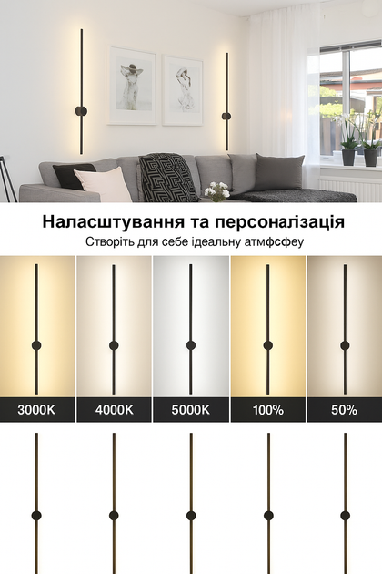 Современный настенный линейный LED светильник возле кровати Металлический прикроватный бра ночник для спальни, ванной черный - Фото 5 Современный настенный линейный LED светильник возле кровати Металлический прикроватный бра ночник для спальни, ванной черный - изображение 5