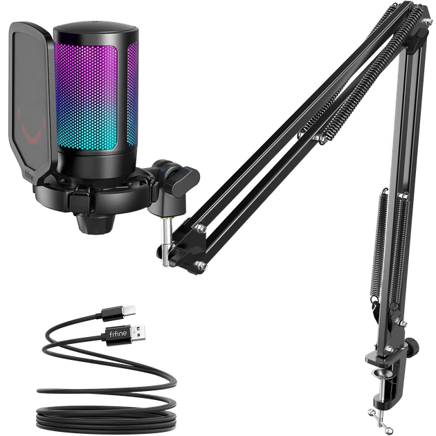 Студийный конденсаторный микрофон FIFINE A6T / RGB подсветка / Black - изображение 6